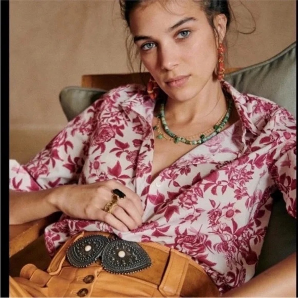 Sezane Pierro Shirt - Botanical Flowers, US 2/FR 34